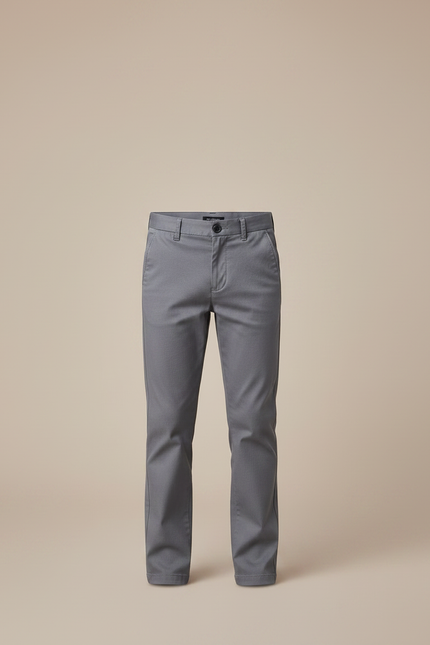 Pantalon Chino Gris Coton Coupe Droite Garçon - vue 3