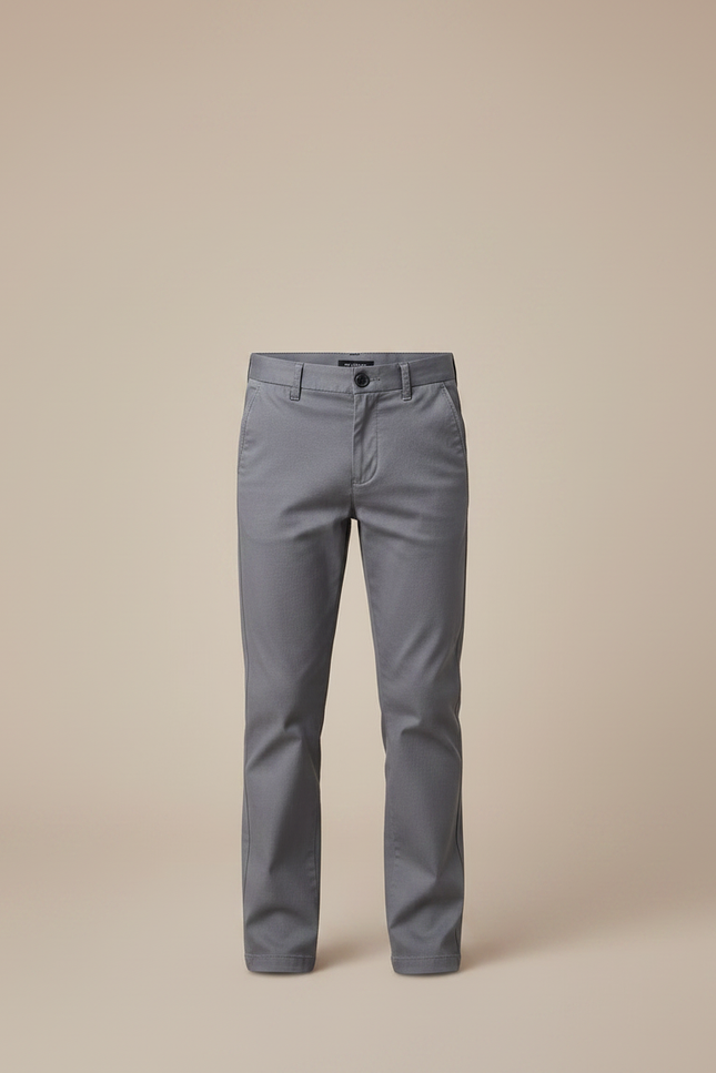 Pantalon Chino Gris Coton Coupe Droite Garçon - vue 3