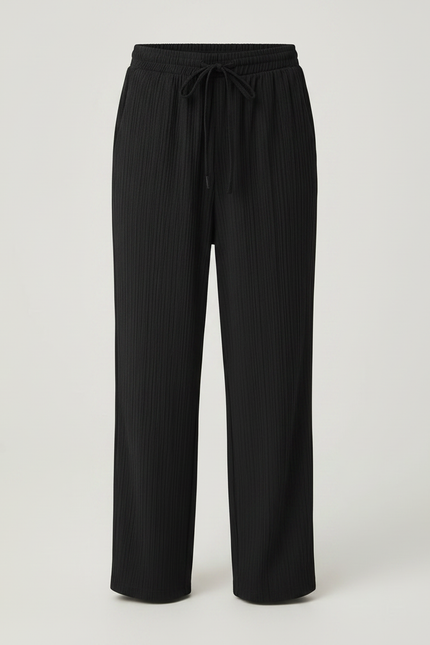Pantalon Chino Noir Côtelé Ample Cordon Garçon Décontracté - Cordé - vue 3