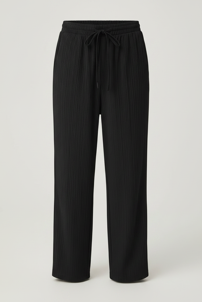 Pantalon Chino Noir Côtelé Ample Cordon Garçon Décontracté - Cordé - vue 3