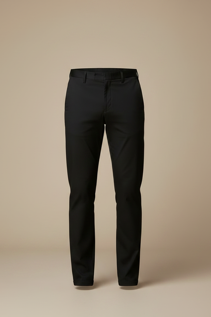 Pantalon Chino Noir Coupe Droite Élégant Homme - Gabardine - vue 3