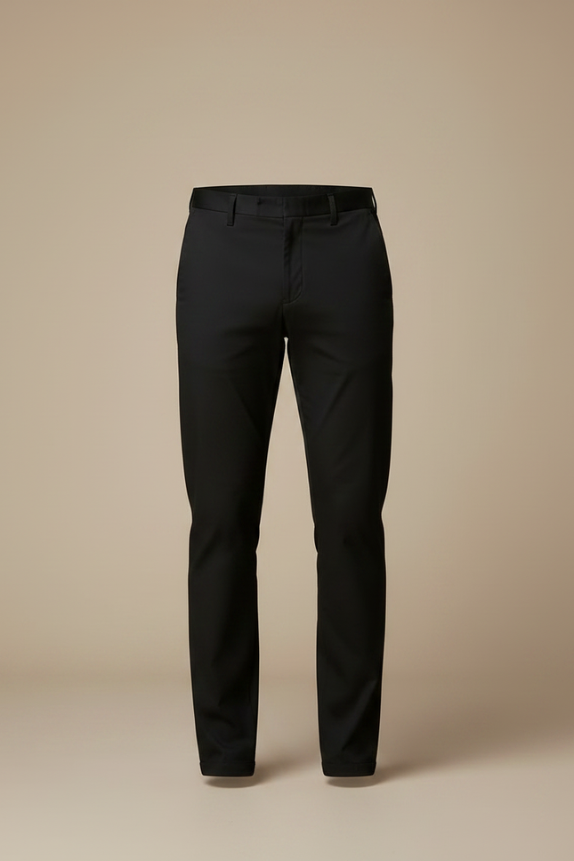 Pantalon Chino Noir Coupe Droite Élégant Homme - Gabardine - vue 3
