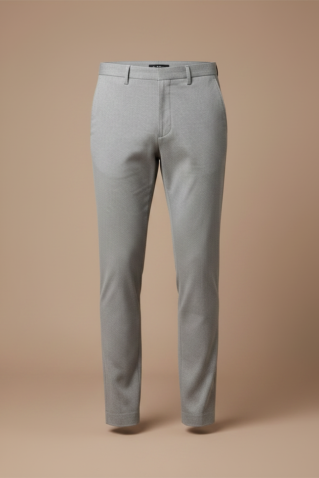 Pantalon Chino Gris Clair Slim Élégant Motif Discret - Gabardine - vue 3