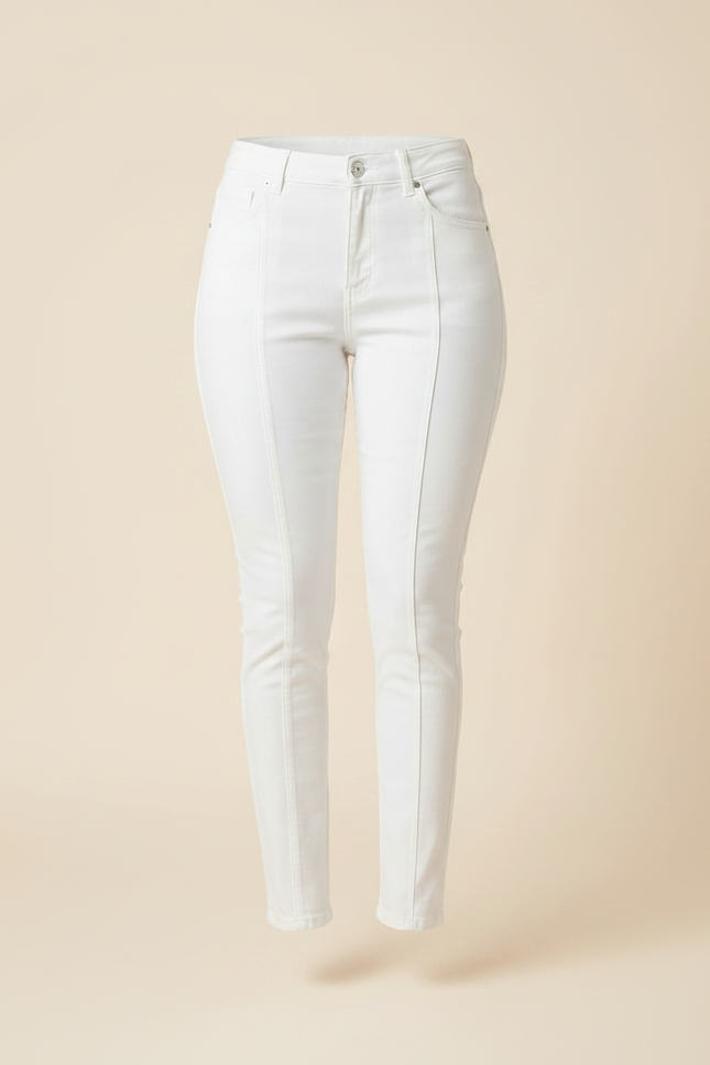 Pantalon Chino Blanc Skinny Élastique Femme Confortable - Coton - vue 3
