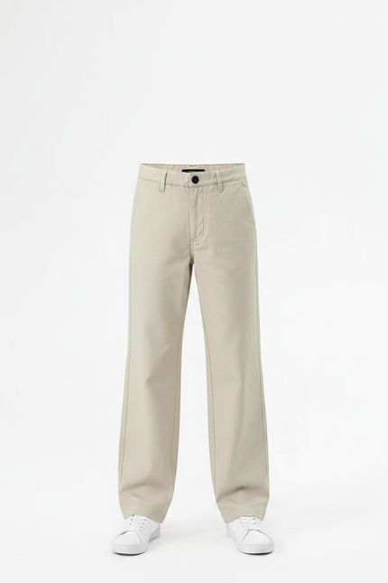 Pantalon Chino Beige Ample Coton Décontracté Garçon - vue 3