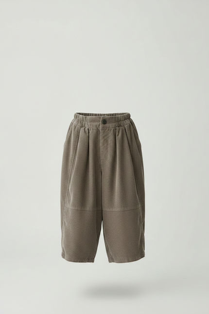 Pantalon Chino Large Côtelé Gris Décontracté Enfant - Kaki Cordé - vue 3