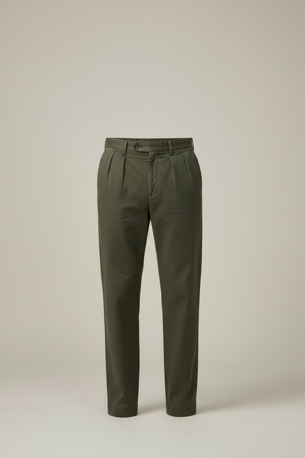 Pantalon Chino A Pinces Homme - Kaki Gabardine - vue 3