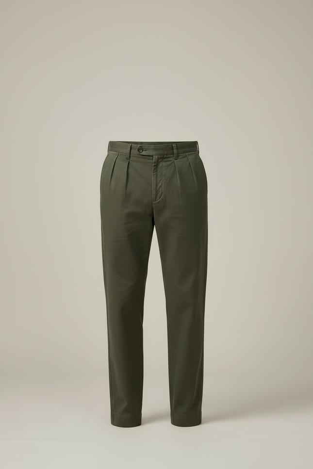 Pantalon Chino A Pinces Homme - Kaki Gabardine - vue 3