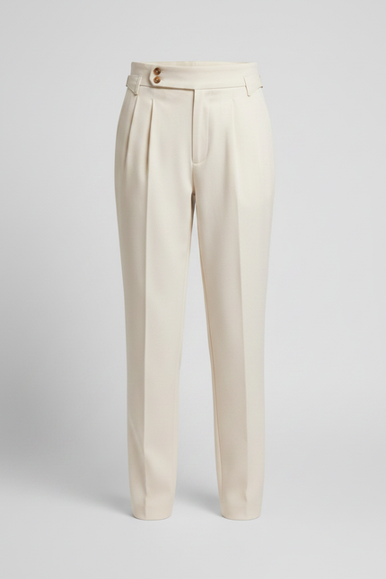 Pantalon Chino Crème Droit Plissé Élégant Fille - Beige Gabardine - vue 3