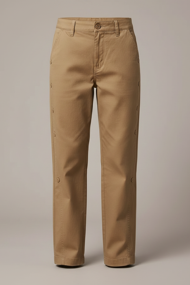 Pantalon Chino Kaki Ample Boutons Décontracté Enfant - Gabardine - vue 3