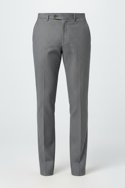 Pantalon Chino Gris Texturé Droit Élégant Homme - Gabardine - vue 3