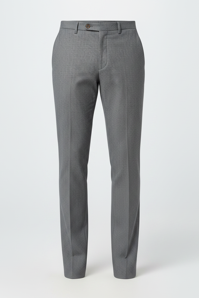 Pantalon Chino Gris Texturé Droit Élégant Homme - Gabardine - vue 3