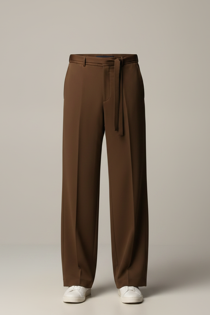 Pantalon Chino Marron Ample Cordon Décontracté Homme - Gabardine - vue 3