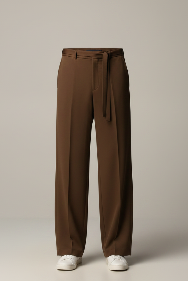 Pantalon Chino Marron Ample Cordon Décontracté Homme - Gabardine - vue 3