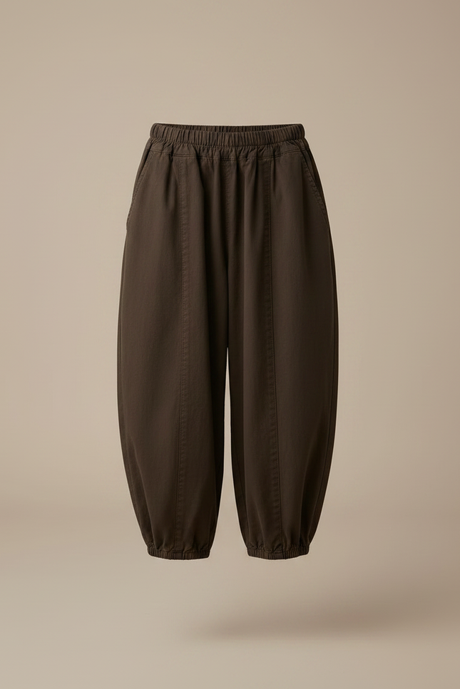 Pantalon Chino Marron Ample Coton Enfant Élastiqué - vue 3