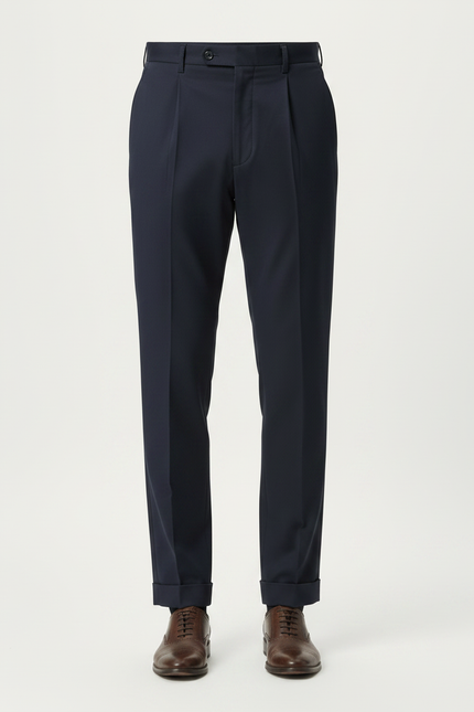 Pantalon Chino Marine Plissé Coton Élégant Homme - vue 3