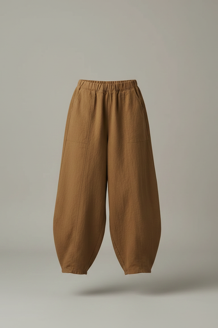 Pantalon Chino Marron Ample Coton Lin Enfant - vue 3
