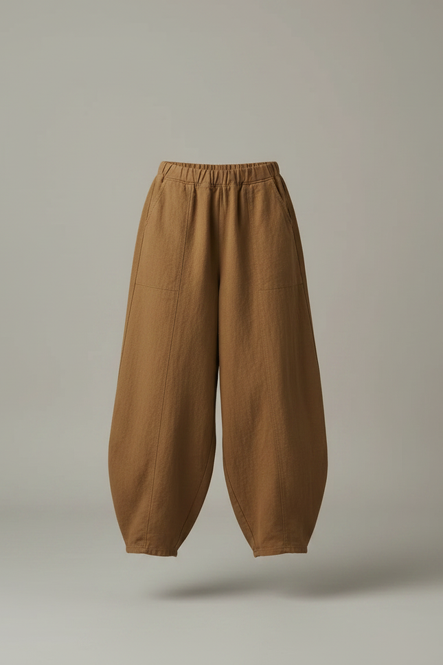 Pantalon Chino Marron Ample Coton Lin Enfant - vue 3