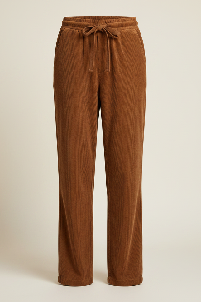 Pantalon Chino Marron Côtelé Droit Décontracté Homme - Cordé - vue 3