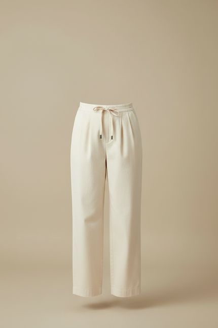 Pantalon Chino Large Femme - Blanc Coton - vue 3