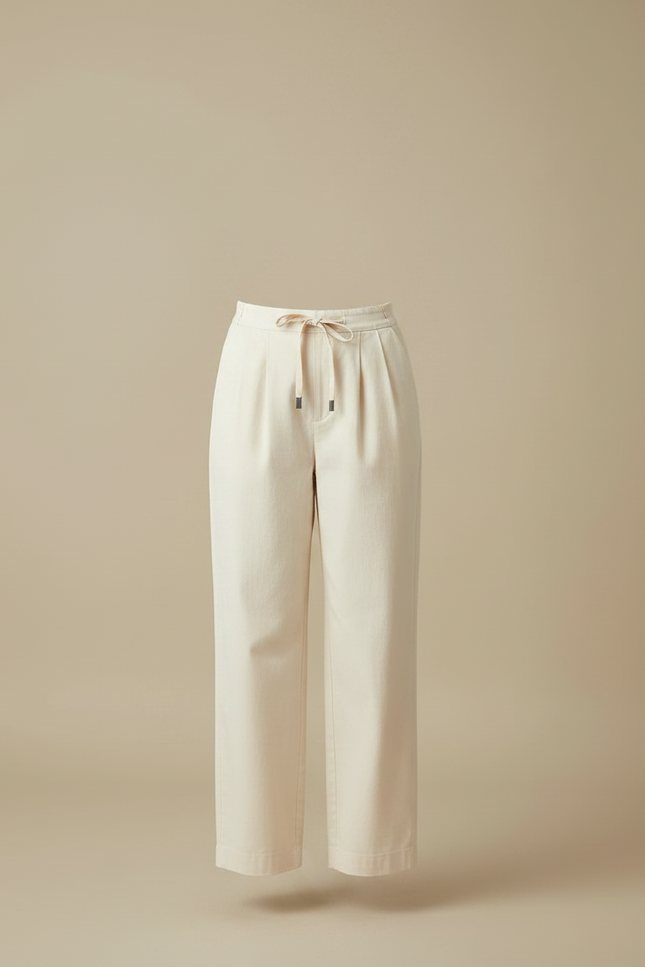Pantalon Chino Large Femme - Blanc Coton - vue 3