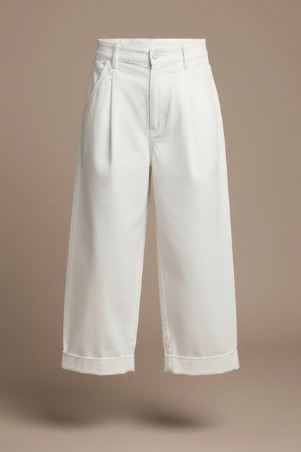 Pantalon Chino Écru Coton Ample Décontracté Enfant - Blanc Toile - vue 3