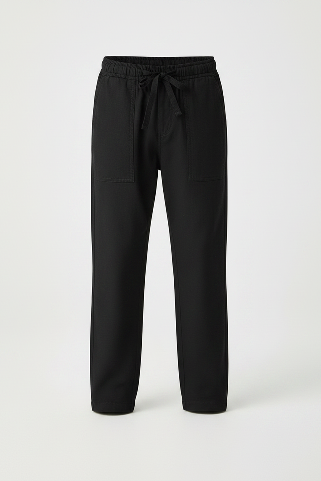 Pantalon Chino Noir Coton Ample Décontracté Enfant - vue 3