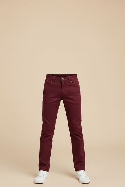 Pantalon Chino Rouge - Bordeaux Gabardine - vue 3