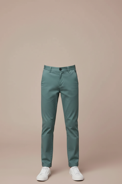 Pantalon Chino Vert Coton Slim Garçon Décontracté - vue 3
