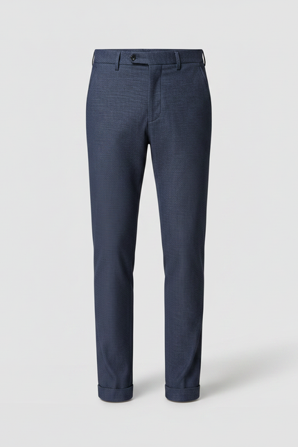 Pantalon Chino Bleu Marine Texturé Slim Élégant Homme - Laine - vue 3