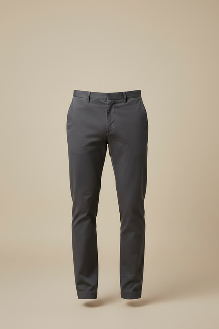 Pantalon Chino Gris Coton Stretch Homme Élégant - vue 3