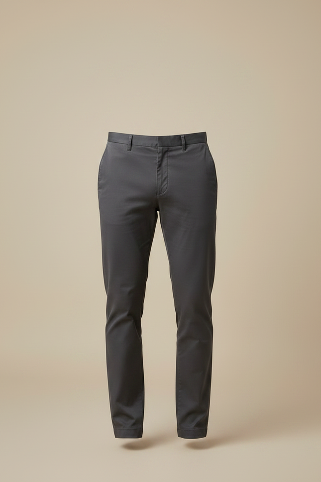 Pantalon Chino Gris Coton Stretch Homme Élégant - vue 3