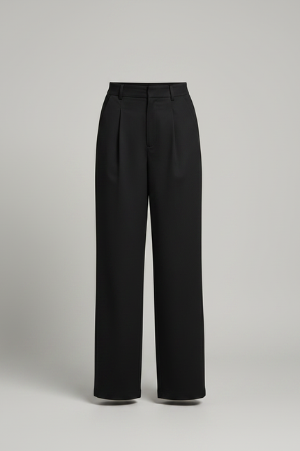 Pantalon Chino Noir Taille Haute Droit Élégant - Gabardine - vue 3