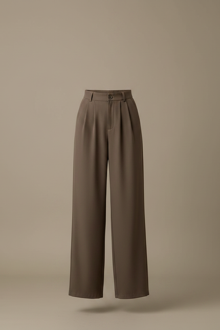 Pantalon Chino Marron Ample Plissé Élégant Femme - Polyester - vue 3