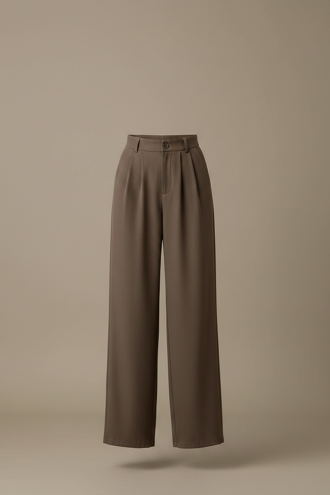 Pantalon Chino Marron Ample Plissé Élégant Femme - Polyester - vue 3