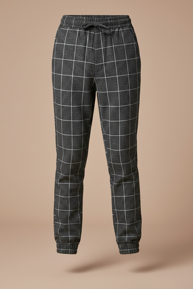 Pantalon Chino Carreaux Gris Enfant Décontracté - Tweed - vue 3