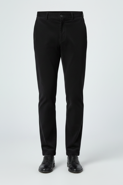 Pantalon Chino Noir Côtelé Droit Homme Élégant - Cordé - vue 3