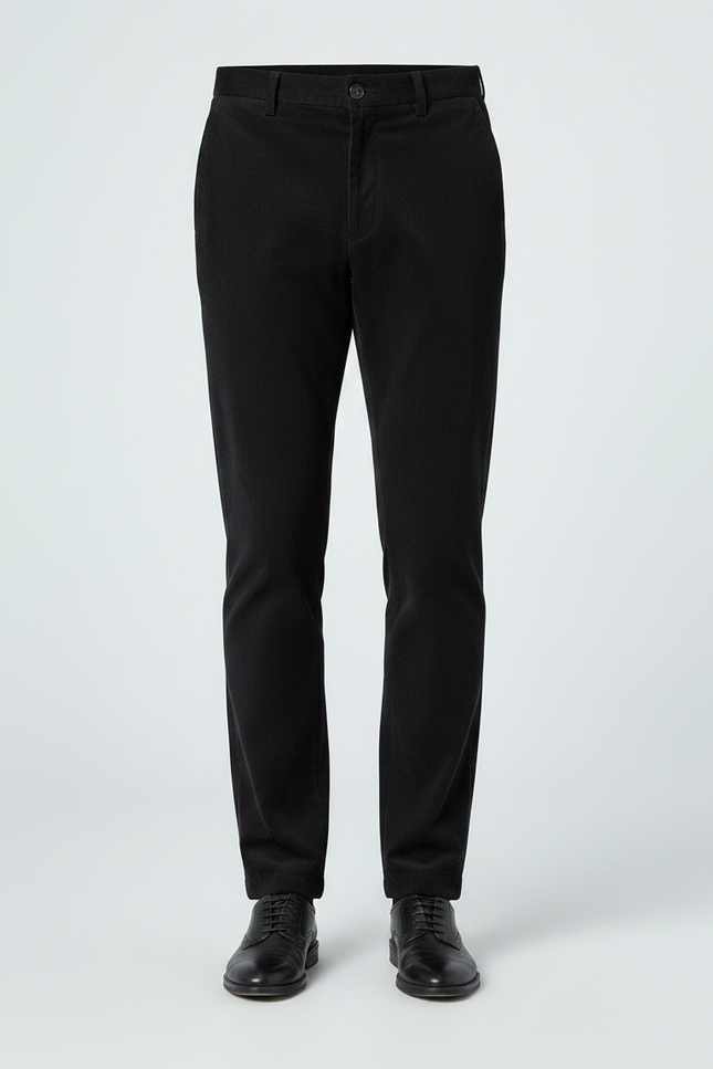 Pantalon Chino Noir Côtelé Droit Homme Élégant - Cordé - vue 3