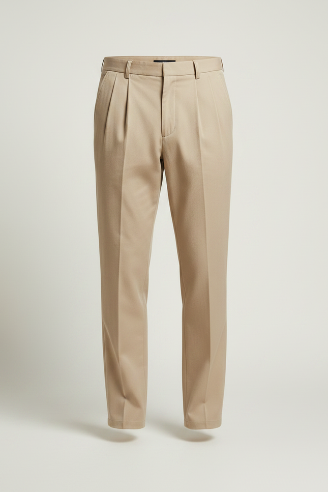 Pantalon Chino Homme Beige Plissé Décontracté Coton - vue 3