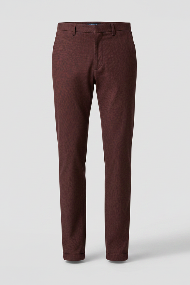 Pantalon Chino Bordeaux Droit Laine Mélangée Élégant Homme - vue 3