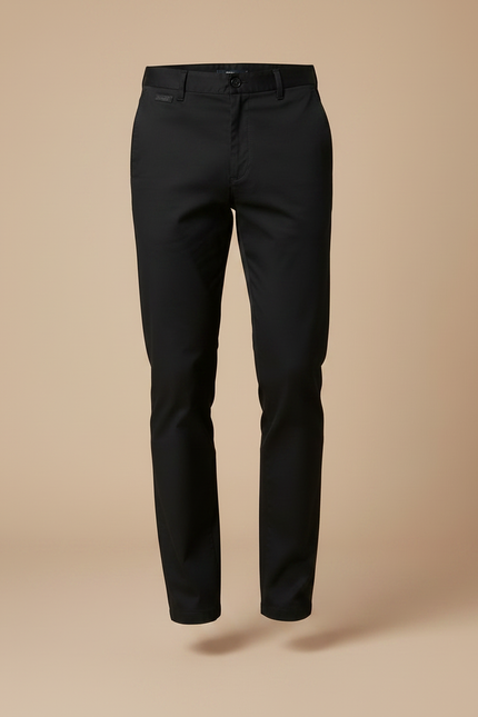 Pantalon Chino Noir Coton Coupe Droite Homme - vue 3