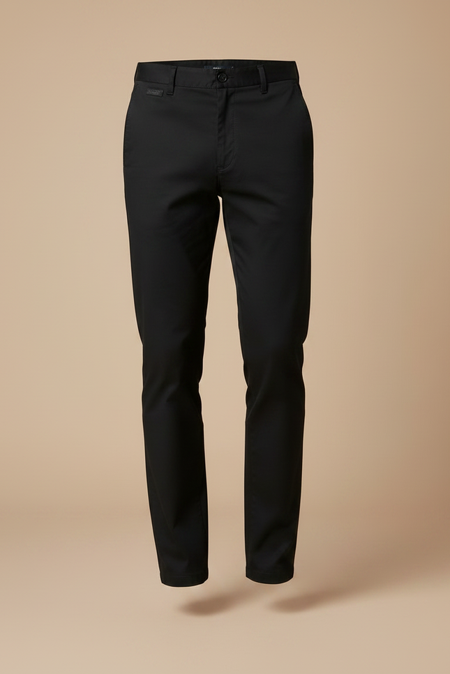 Pantalon Chino Noir Coton Coupe Droite Homme - vue 3