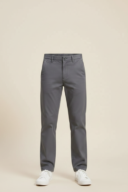 Pantalon Chino Gris Coton Coupe Droite Enfant - vue 3