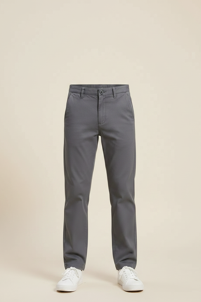 Pantalon Chino Gris Coton Coupe Droite Enfant - vue 3