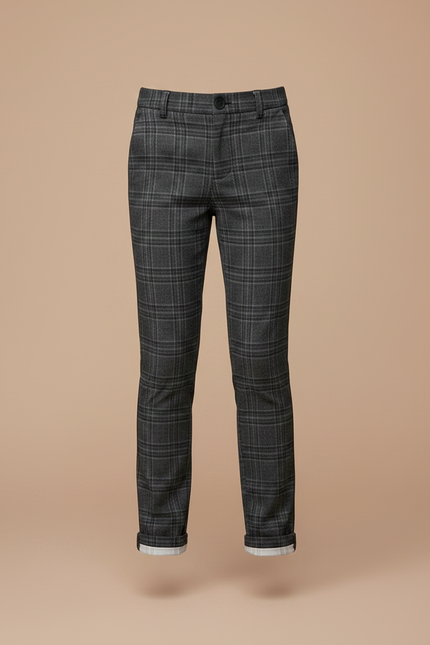 Pantalon Chino Carreaux Gris Slim Fille - Tweed - vue 3