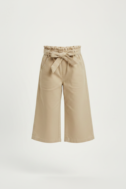 Pantalon Chino Beige Ample Coton Ceinture Fille - vue 3