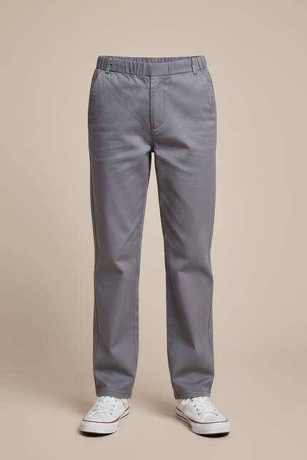 Pantalon Chino Gris Coton Droit Décontracté Enfant Garçon - vue 3