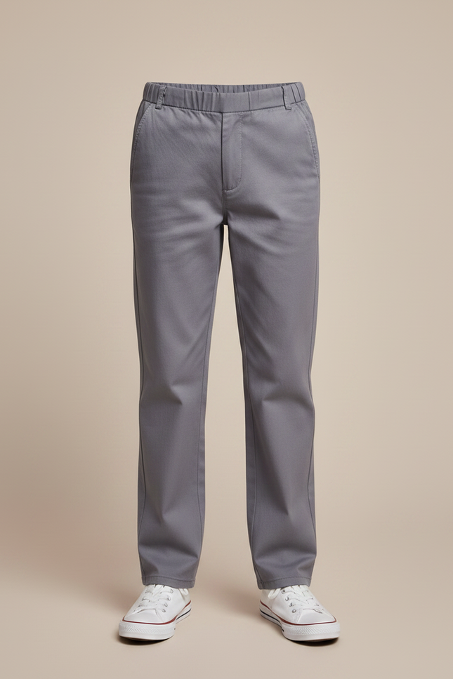 Pantalon Chino Gris Coton Droit Décontracté Enfant Garçon - vue 3