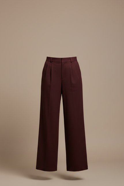 Pantalon Chino Bordeaux Ample Plissé Élégant Femme - Gabardine - vue 3