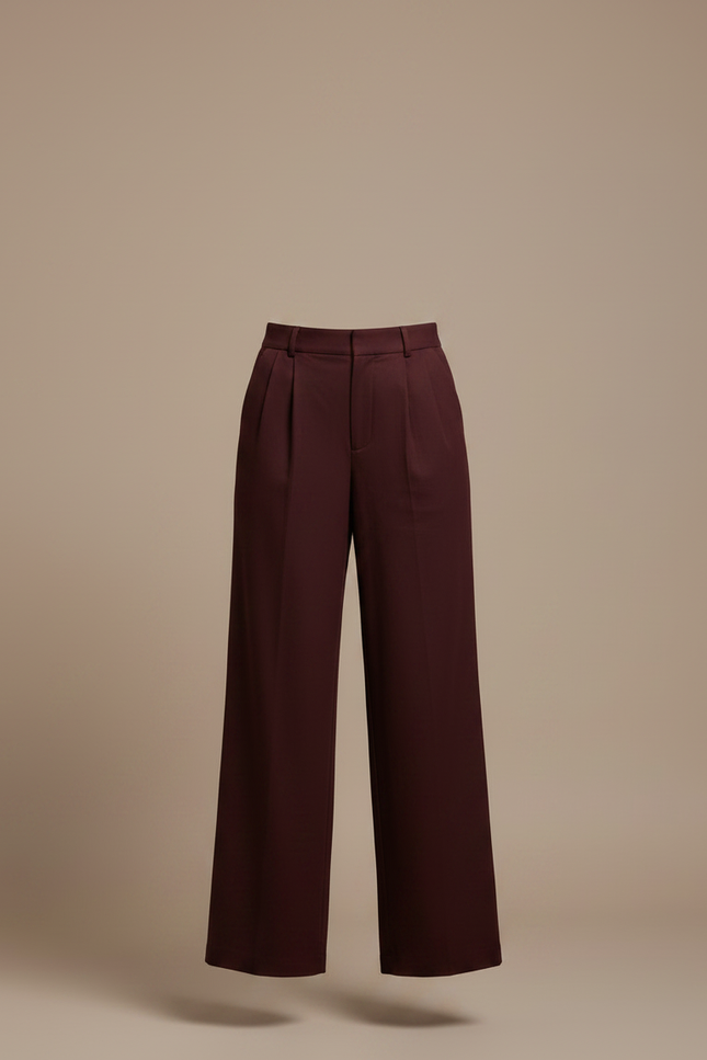 Pantalon Chino Bordeaux Ample Plissé Élégant Femme - Gabardine - vue 3